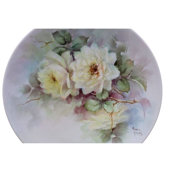 Hand-Painted Porcelain Plate With Floral Design By Sonie Ames - Picture 2 of 6